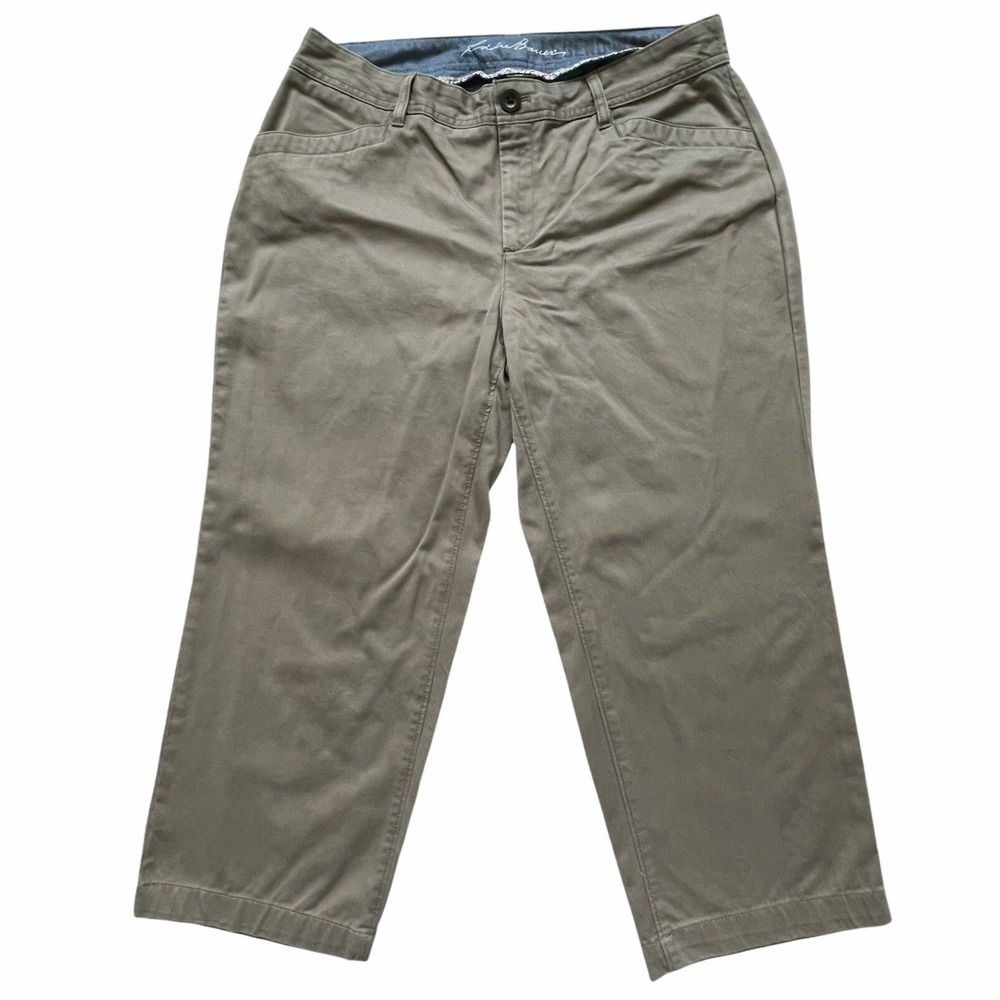 Eddie Bauer Legend Wash Pants Women 14 Olive Green Straight Leg Chino Excellent